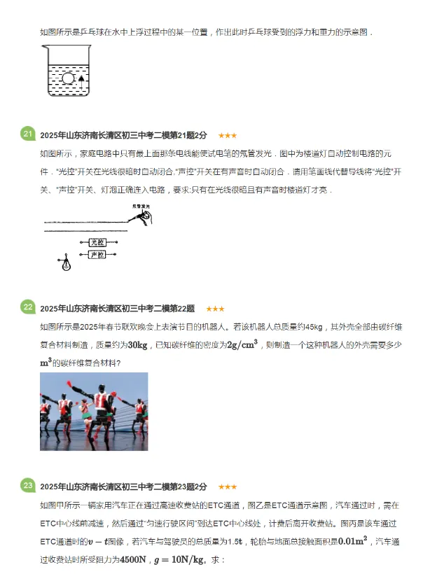 2023-2025年山东济南各区初三中考二模物理试卷 第15张 2023-2025年山东济南各区初三中考二模物理试卷 第15张
