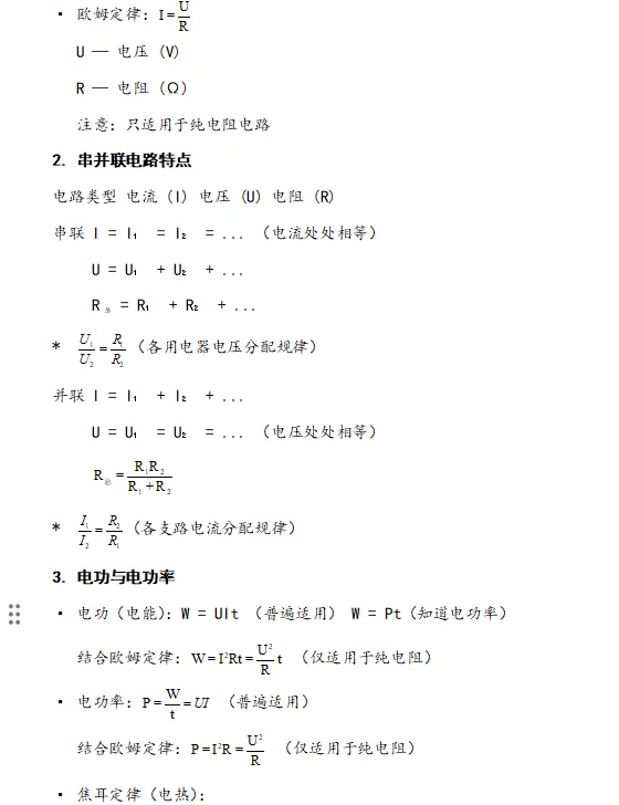 中考物理公式合辑 第9张