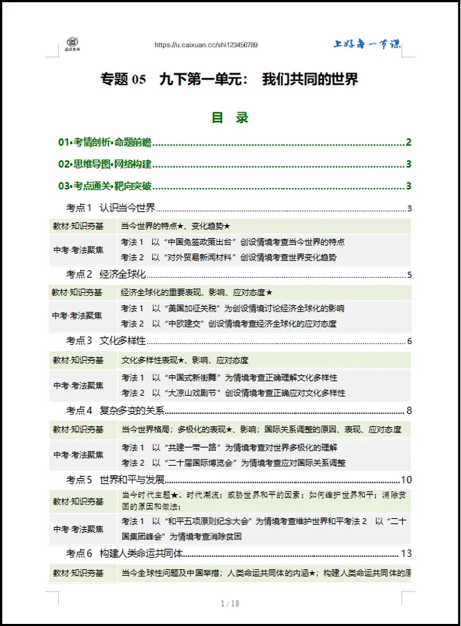 2026 中考 道德与法治 一轮复习(全国通用) 05 我们共同的世界 (讲义解析) 第6张