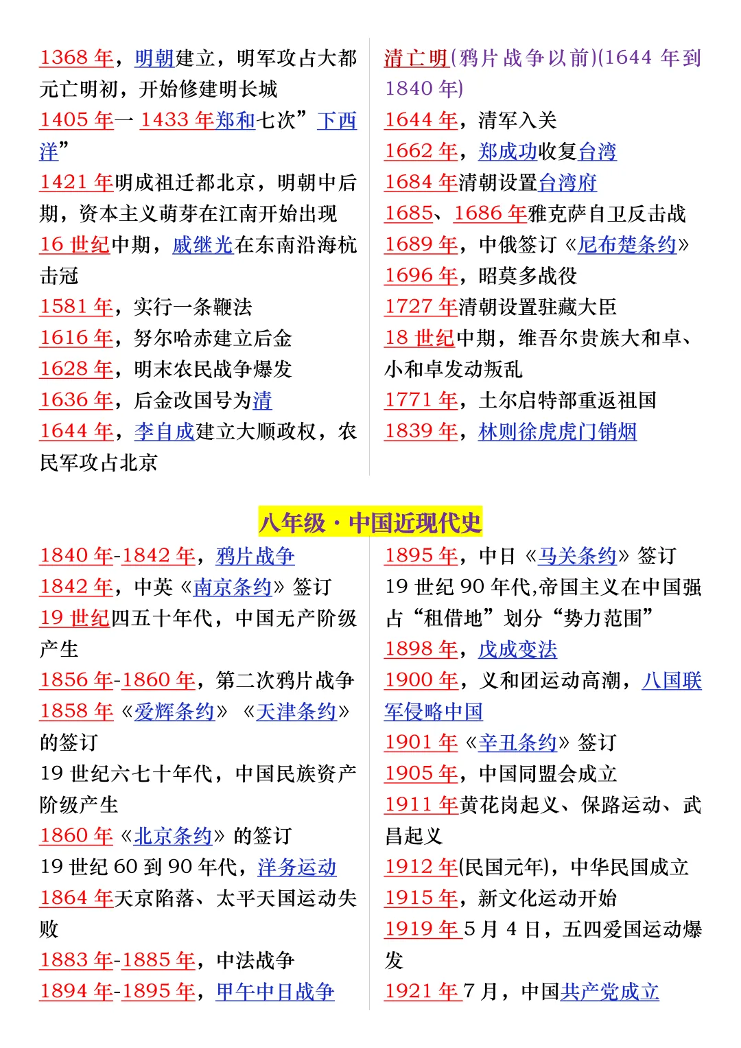 2026中考历史最全历史事件时间轴,寒假预习复习都能用,可打印! 第6张