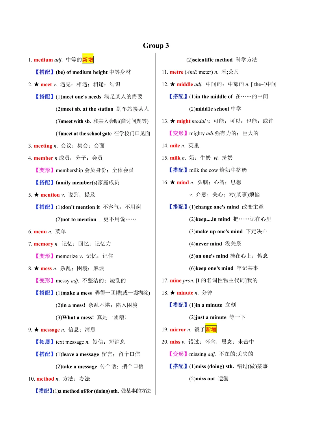 【中考专项英语 】《专题02 20天搞定中考必背1600词》完整高清电子版可打印 第5张 【中考专项英语 】《专题02 20天搞定中考必背1600词》完整高清电子版可打印 第5张