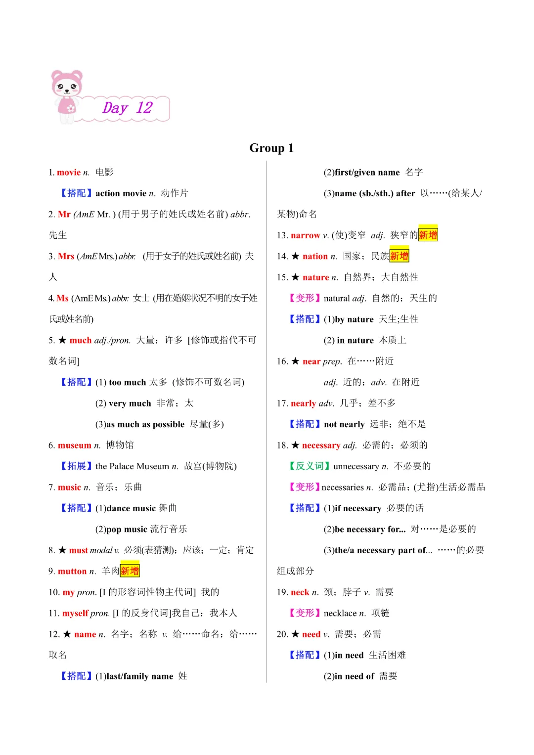 【中考专项英语 】《专题02 20天搞定中考必背1600词》完整高清电子版可打印 第6张 【中考专项英语 】《专题02 20天搞定中考必背1600词》完整高清电子版可打印 第6张