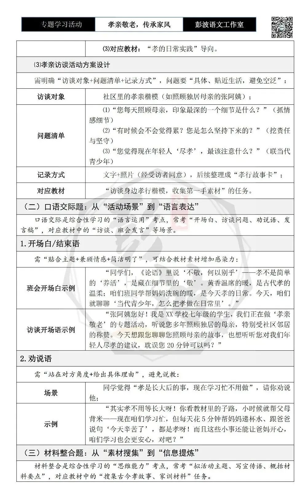 【中考语言专项-专题学习活动】-七年级下-04孝亲敬老,传承家风-知识手册(2元) 第12张 【中考语言专项-专题学习活动】-七年级下-04孝亲敬老,传承家风-知识手册(2元) 第12张