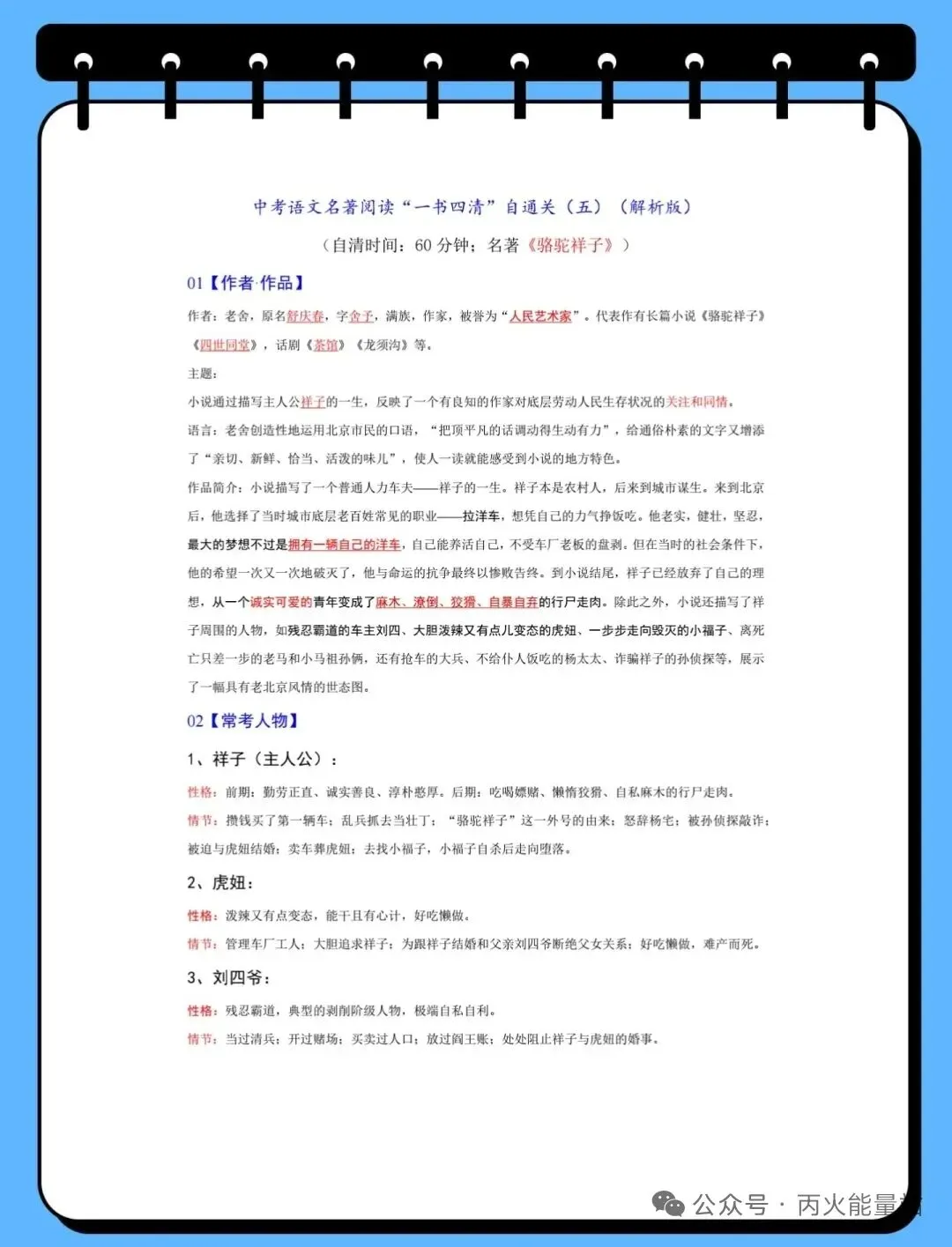 2026中考必考名著《骆驼祥子》一书四清 第2张