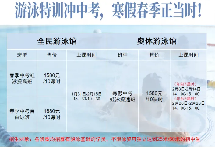 【中考体育冲刺!】寒假/春季蛙泳&自由泳特训班,助力拿满体育分! 第12张 【中考体育冲刺!】寒假/春季蛙泳&自由泳特训班,助力拿满体育分! 第12张