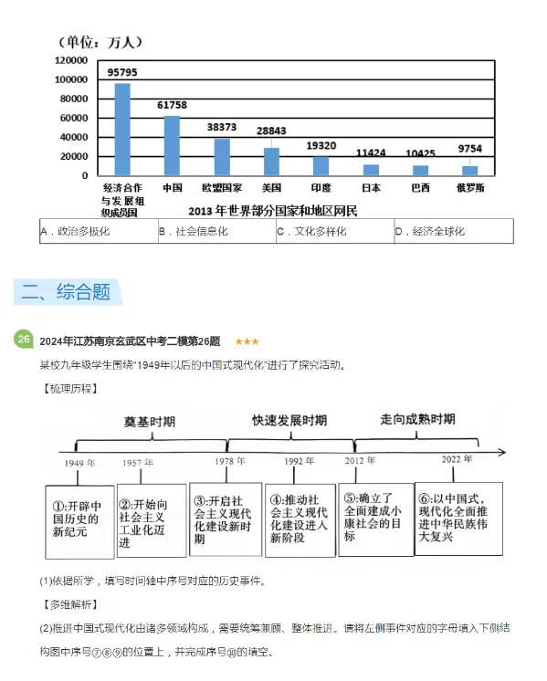 2016-2024年江苏南京各区中考二模历史试卷 第13张