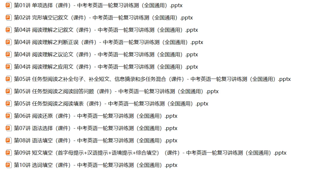 中考英语一轮复习题型讲练测(课件+讲义+配套练习)| 可下载 第2张 中考英语一轮复习题型讲练测(课件+讲义+配套练习)| 可下载 第2张