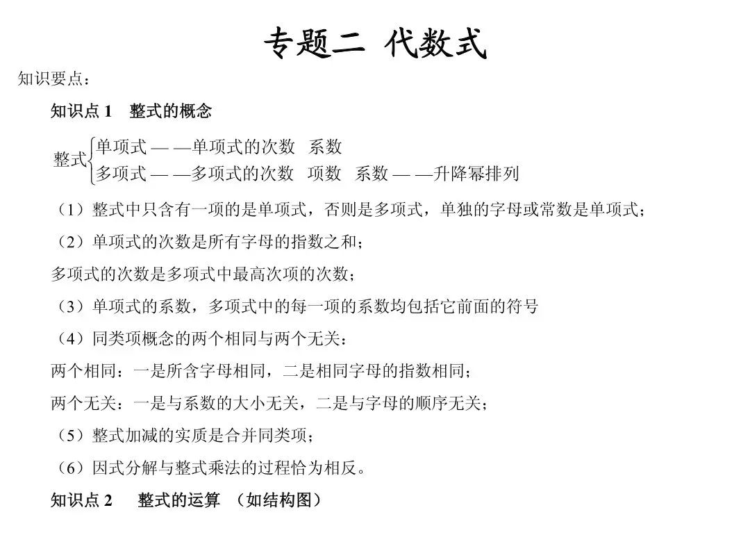 初中数学知识点框架图(中考复习) 第2张