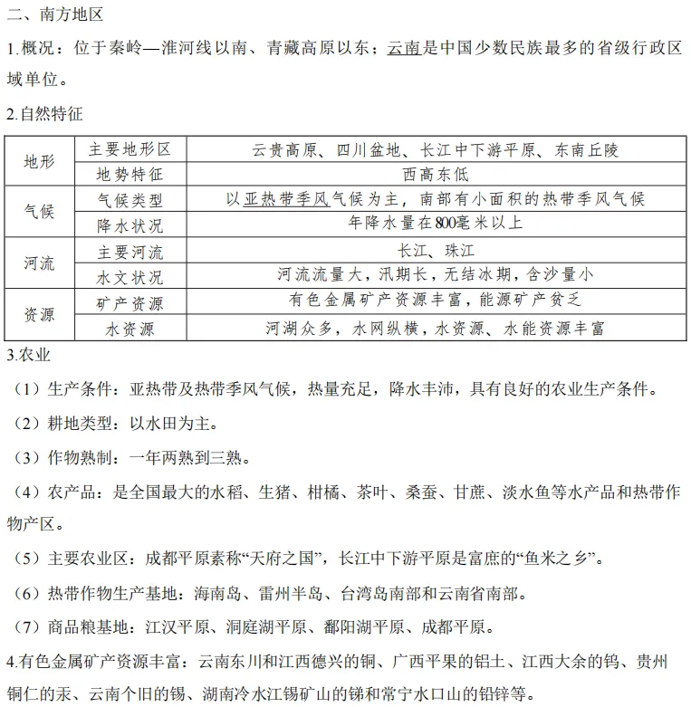 中考地理必背模块:中国四大地理区域-第7张图片-四季读书网 中考地理必背模块:中国四大地理区域-第7张图片-四季读书网