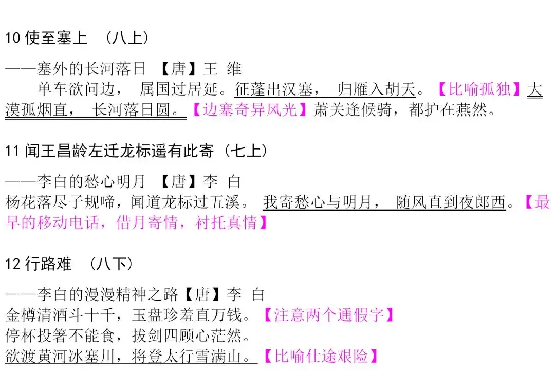 初中生必背古诗文整理汇总,中考语文必备!-第7张图片-四季读书网