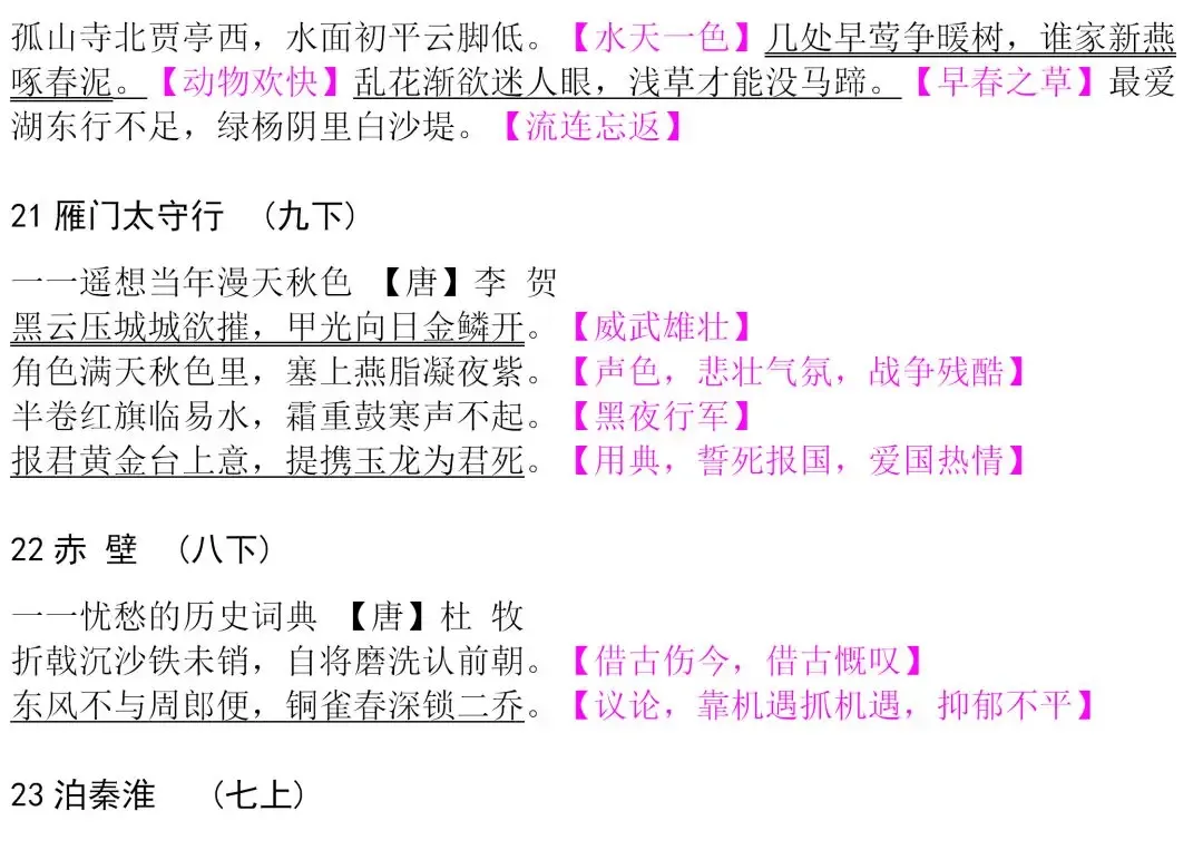 初中生必背古诗文整理汇总,中考语文必备!-第13张图片-四季读书网