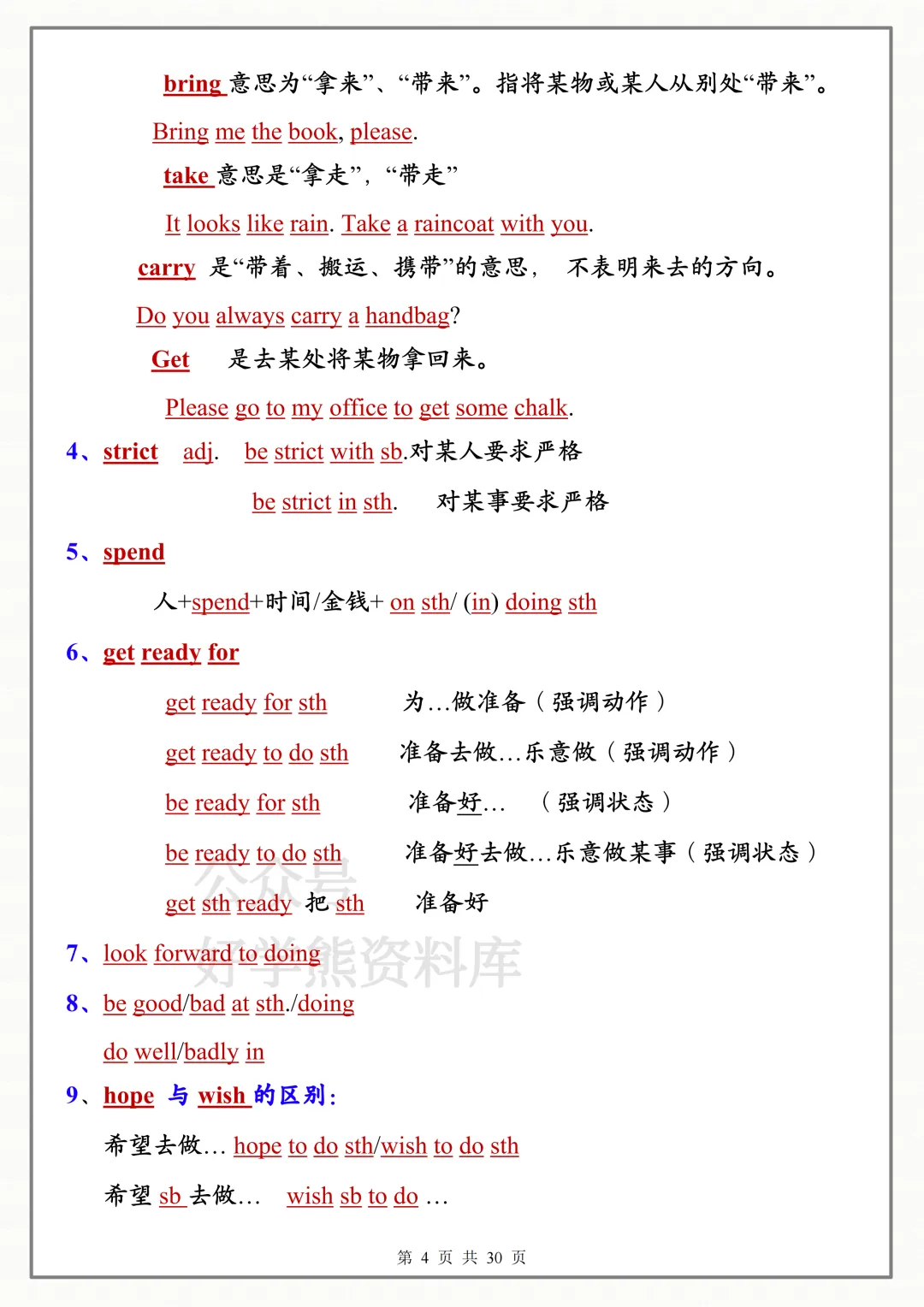 【寒假预习】2026学年中考英语全册常考重点知识点总复习-第4张图片-四季读书网