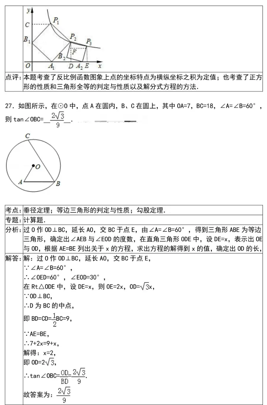 初中数学选择题和填空题解题技巧(附中考数学压轴题30道)-第46张图片-四季读书网