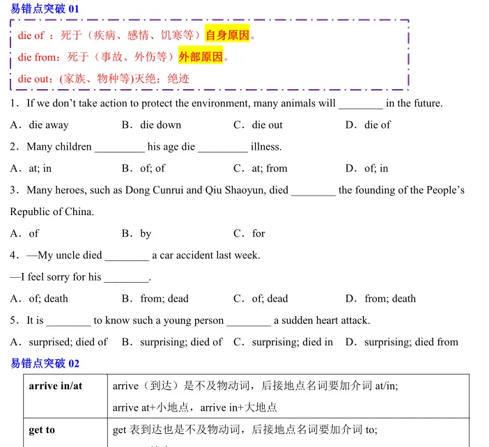 2025中考英语易错题专练-易错点01 易混动词(短语)辨析(一) 第1张