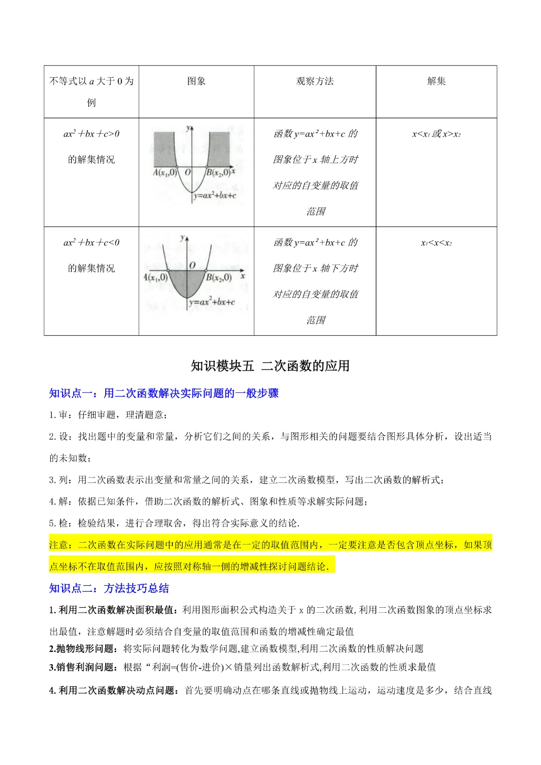 【中考专项数学】二次函数的知识梳理+易错专练|完整高清电子版可打印 第6张