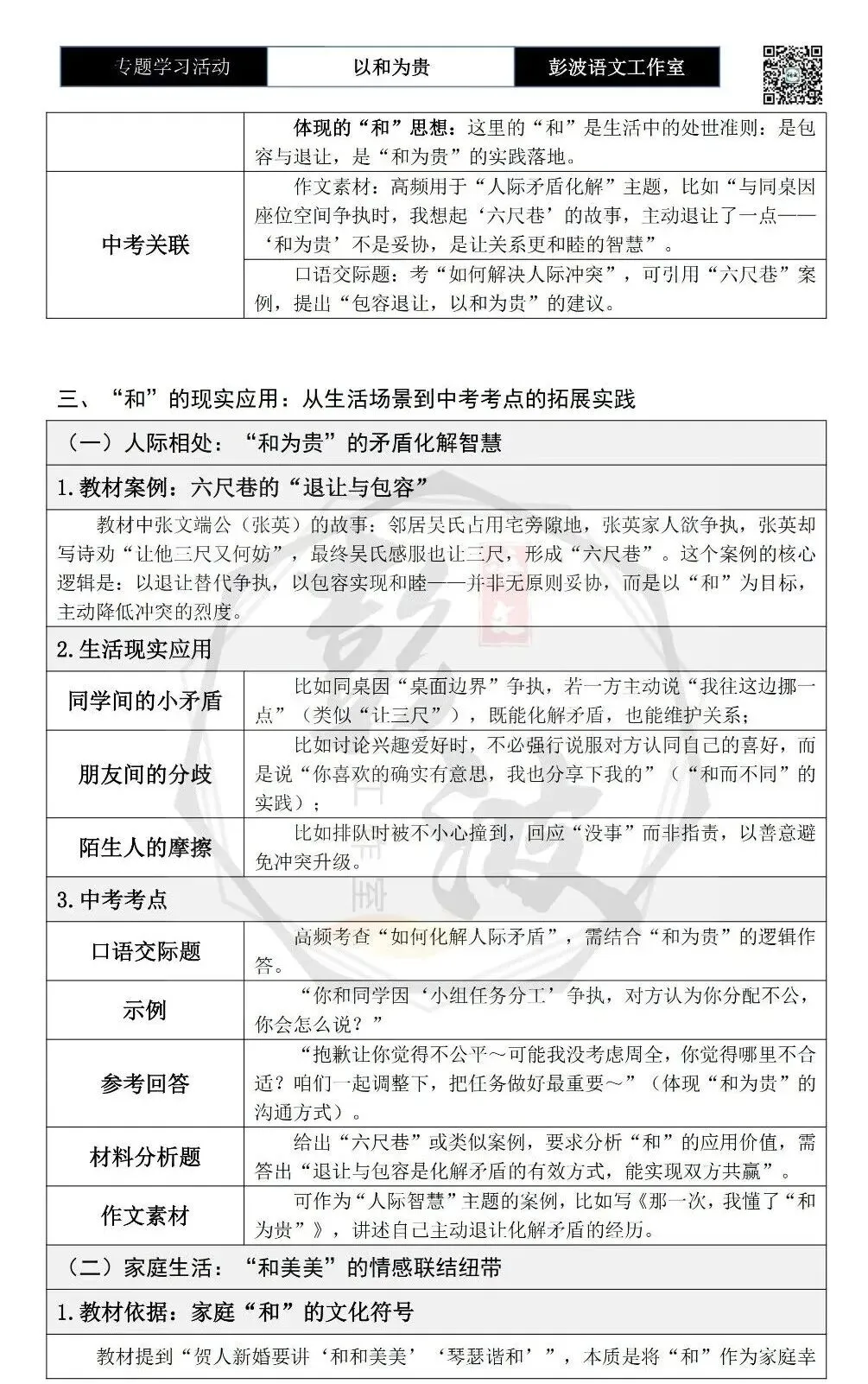 【中考语言专项-专题学习活动】-八年级下-08以和为贵-知识手册(2元) 第12张 【中考语言专项-专题学习活动】-八年级下-08以和为贵-知识手册(2元) 第12张