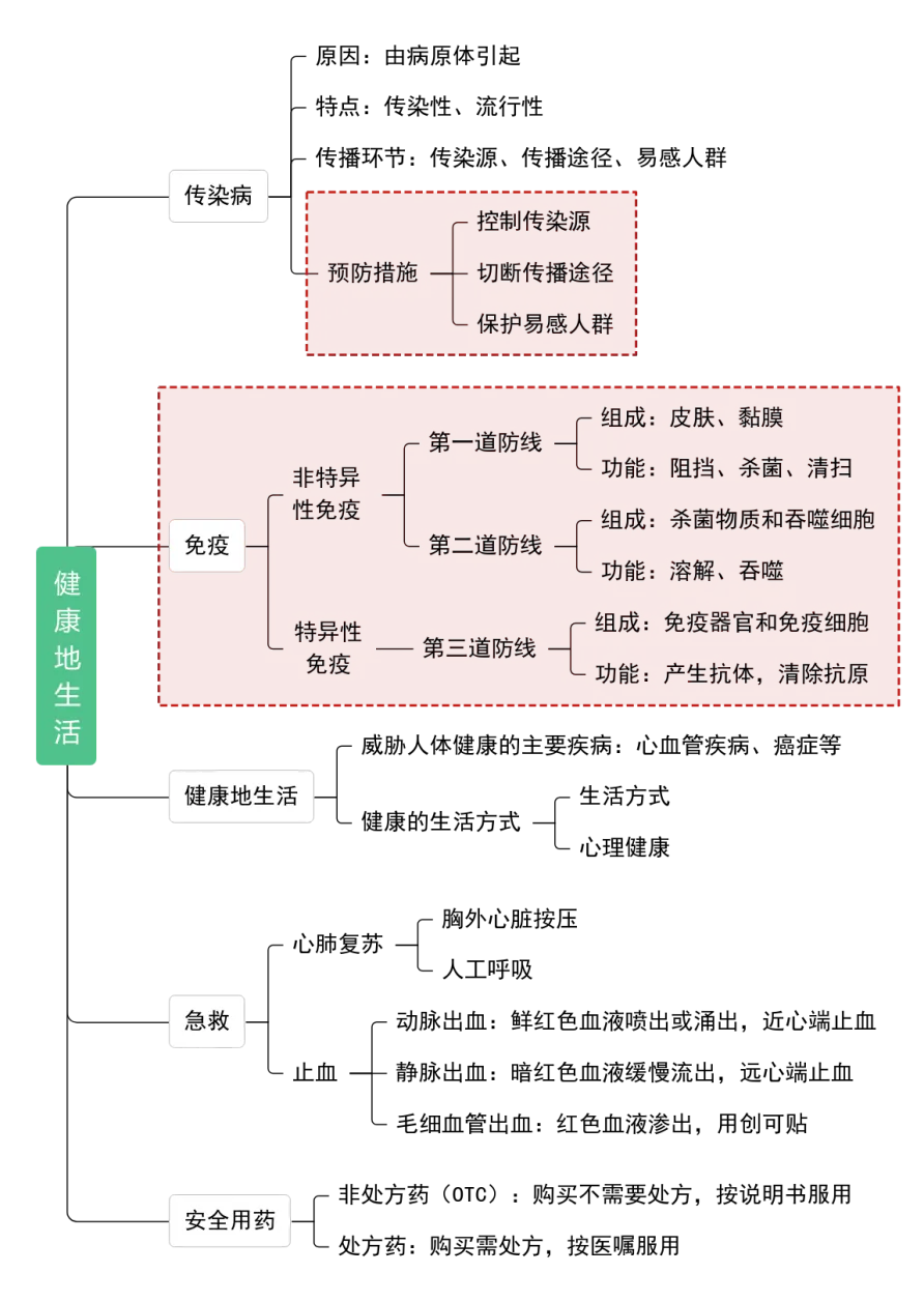 【26年中考生物知识点清单清单14 健康地生活(解析版) 第6张