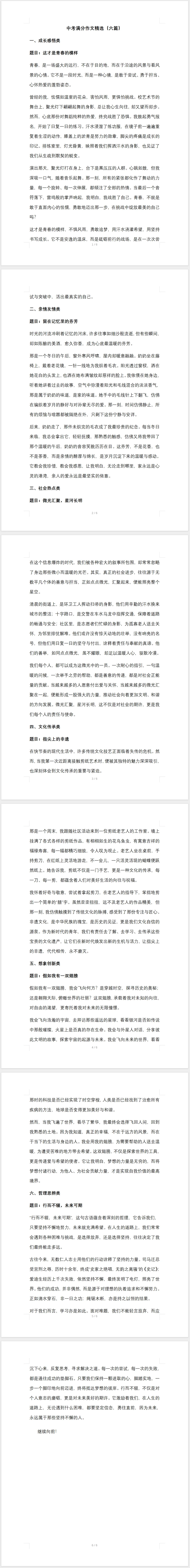 中考满分作文精选(六篇) 第1张