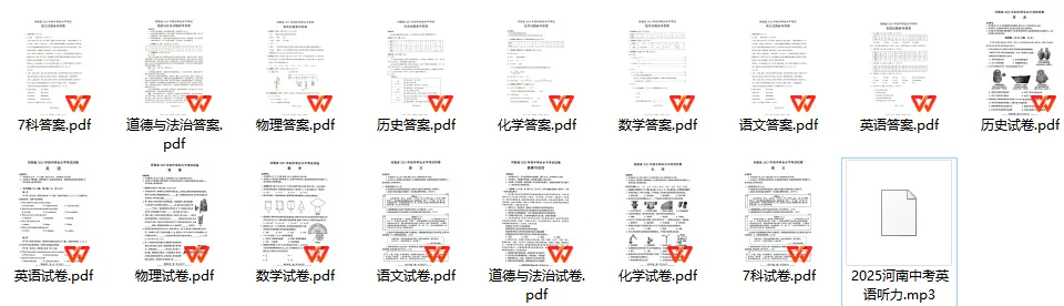 (中考真题)2025年河南省初中学业水平考试试卷及官方标准答案听力(语数英物化道史) 第1张