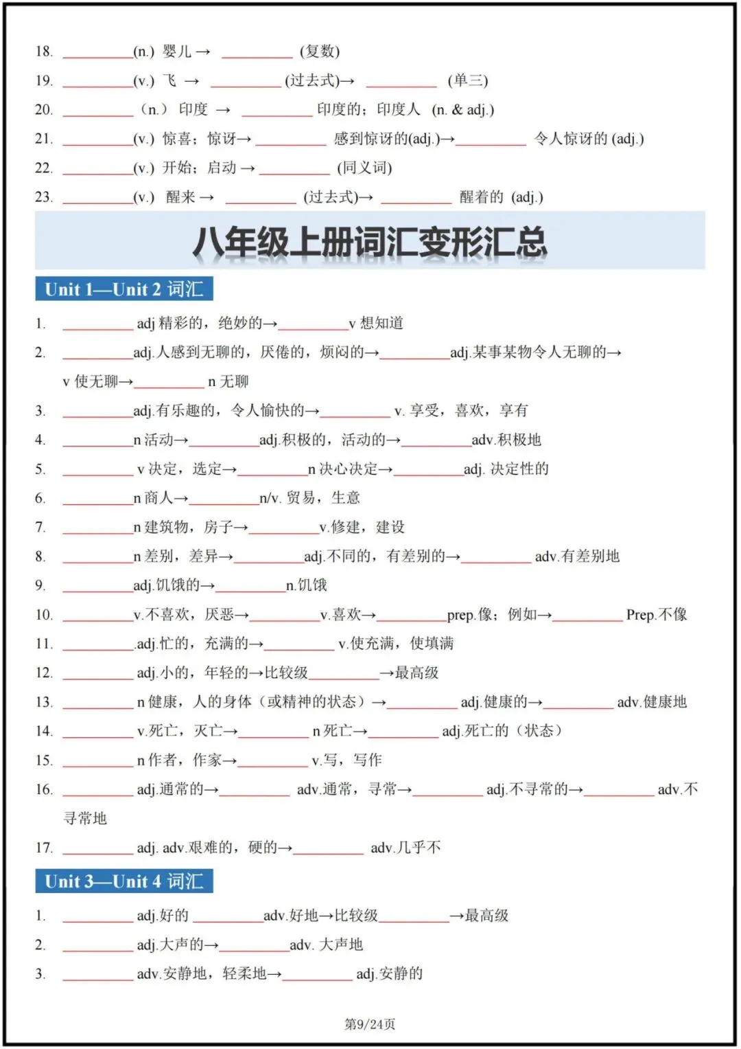 备战中考|2026新人教版初中《英语》词性转换+词汇变形梳理汇总(完整电子版可打印!) 第10张