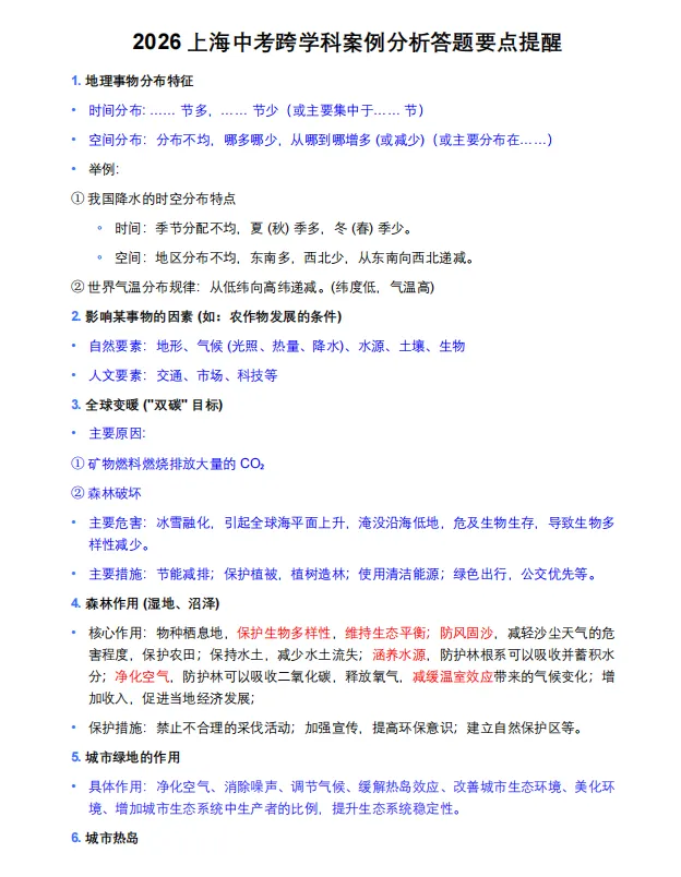 上海中考跨学科答题要点模版+26一模卷合集(含独家详解) 第6张