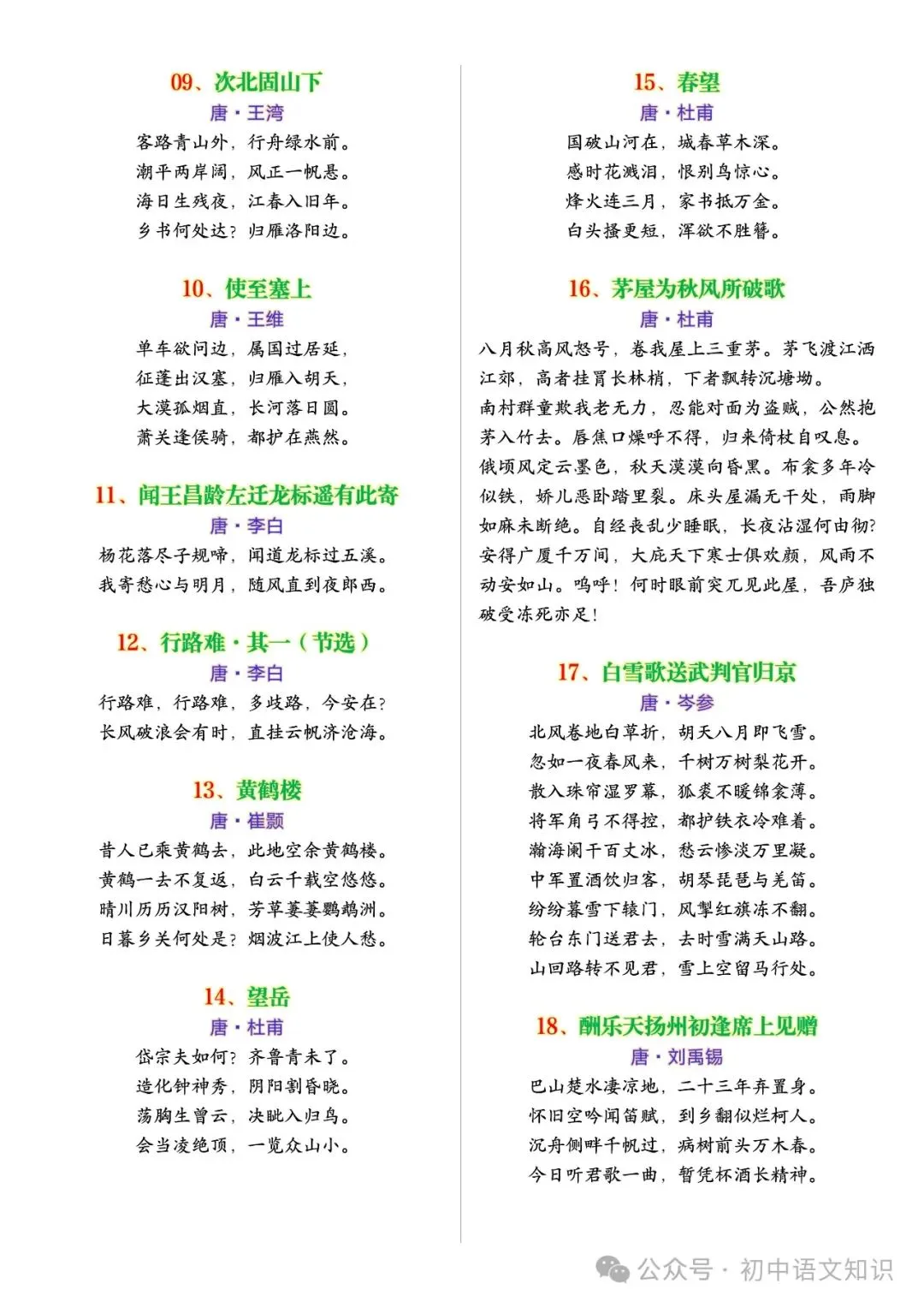 2025中考语文必背古诗文61篇超全整理 第6张
