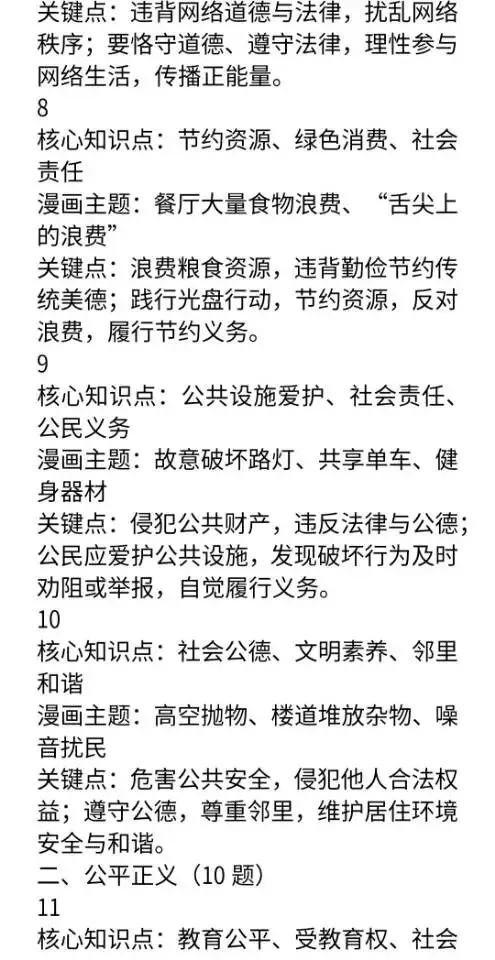 初中道法中考漫画主题链接核心知识点 第3张
