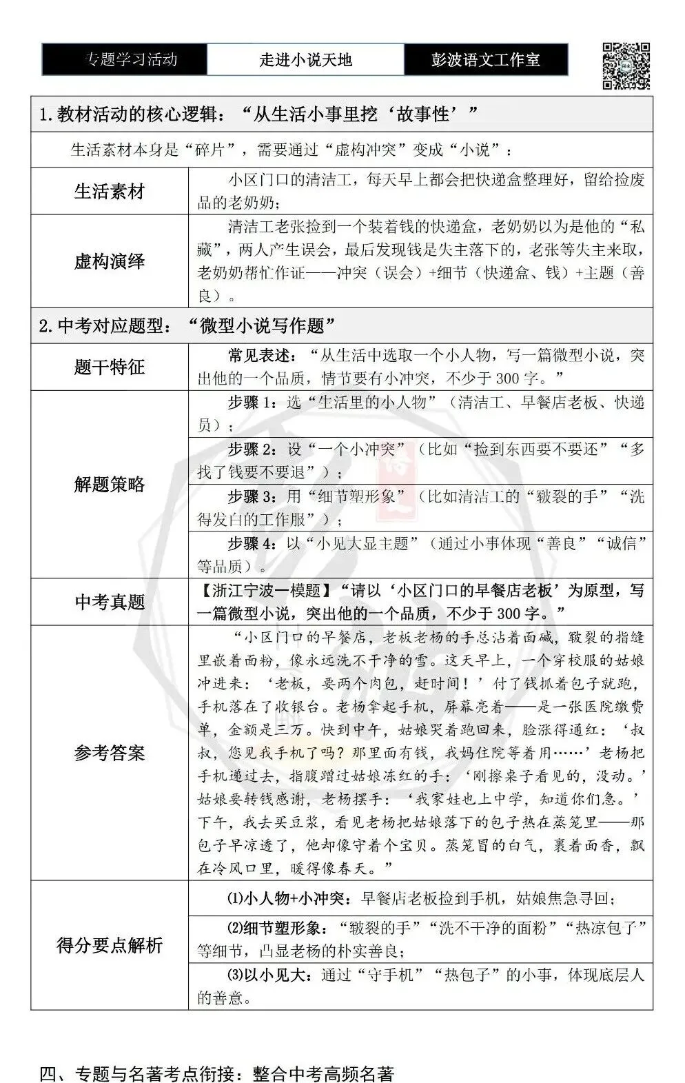 【中考语言专项-专题学习活动】-九年级上-10走进小说天地-知识手册(2元) 第16张 【中考语言专项-专题学习活动】-九年级上-10走进小说天地-知识手册(2元) 第16张