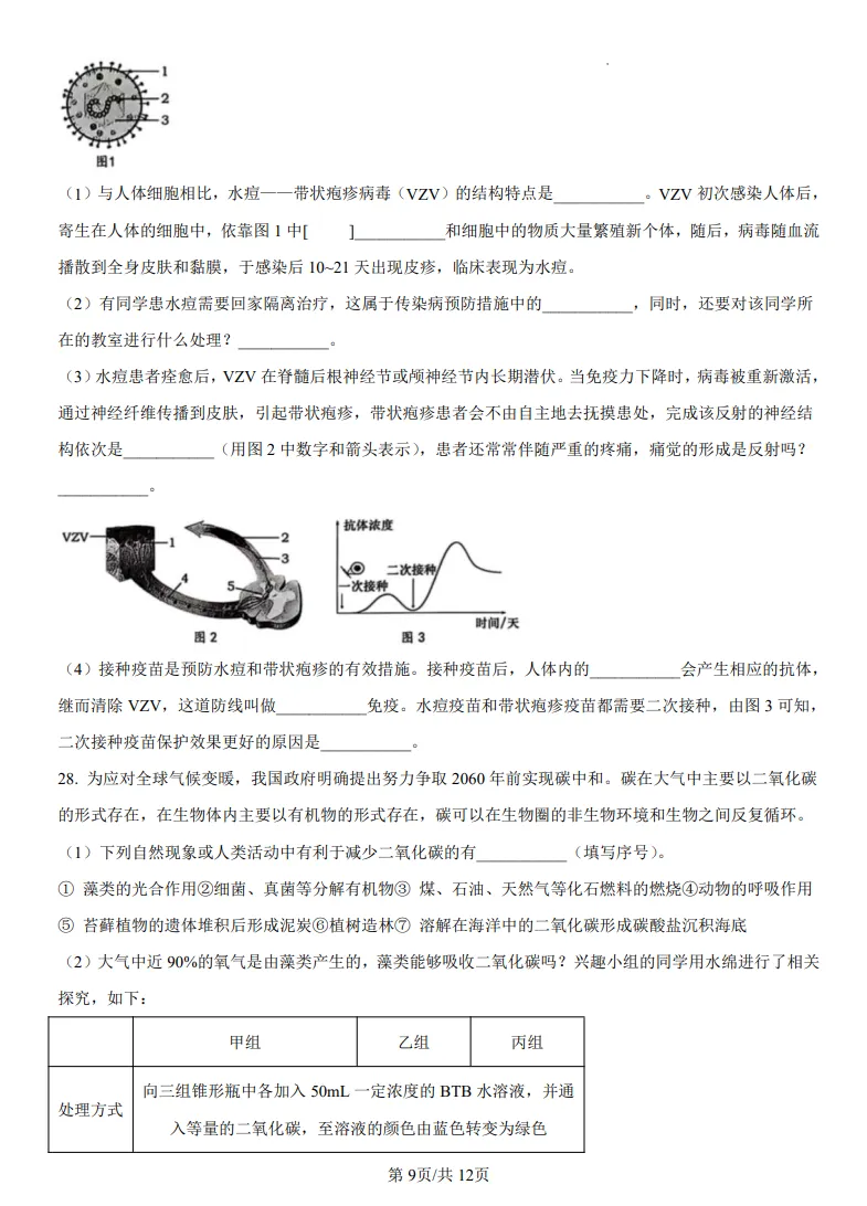 山东鲁教版中考生物真题 | 2025年山东省烟台市中考生物真题| 高清版,带答案 第9张