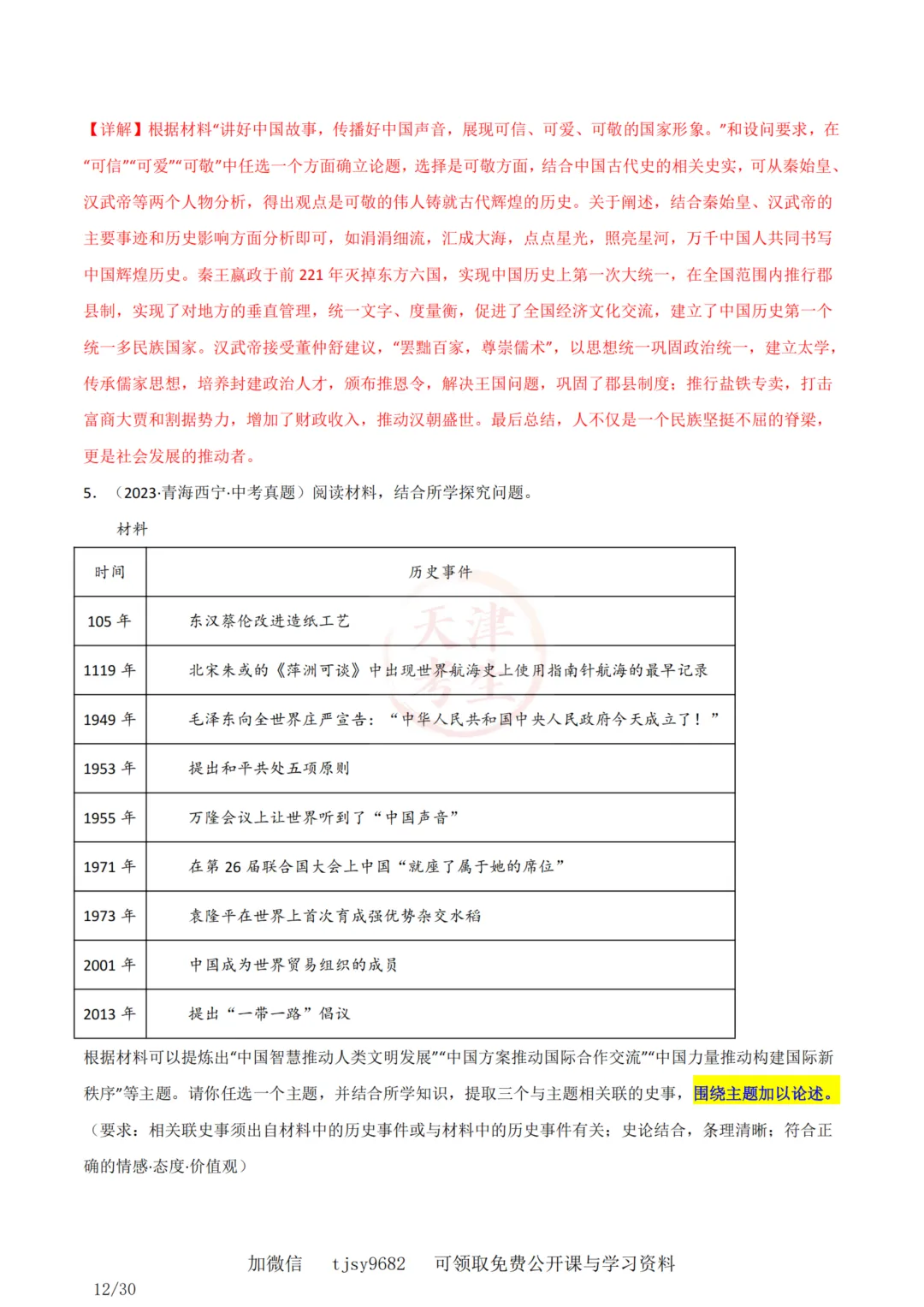 中考历史答题模板10——小论文题 第14张