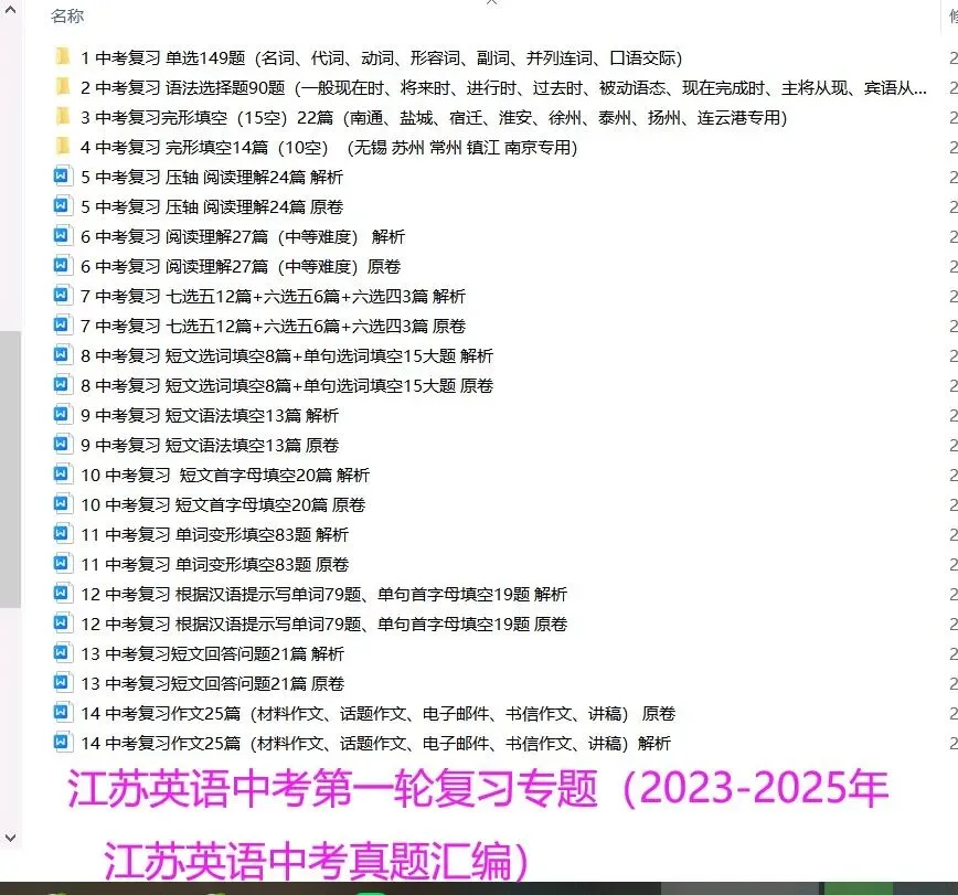 江苏英语中考第一轮复习(2023-2025江苏中考英语真题汇编) 第1张