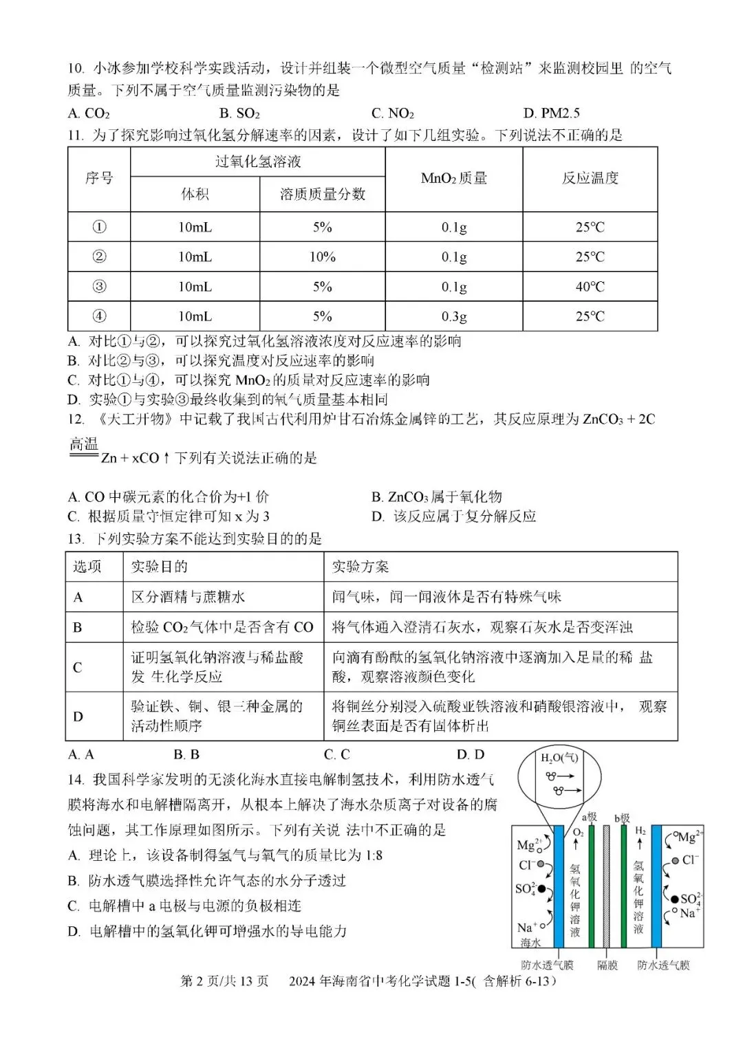 2021-2025年海南中考化学真题(含答案解析) 第22张