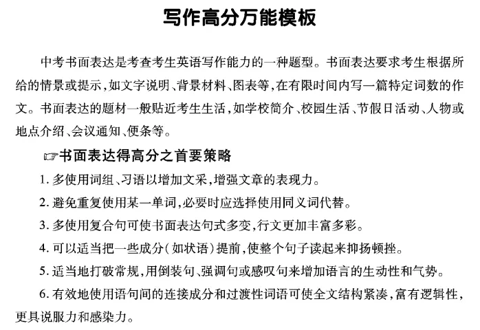 上海中考英语写作核心策略+万能模板 第5张 上海中考英语写作核心策略+万能模板 第5张