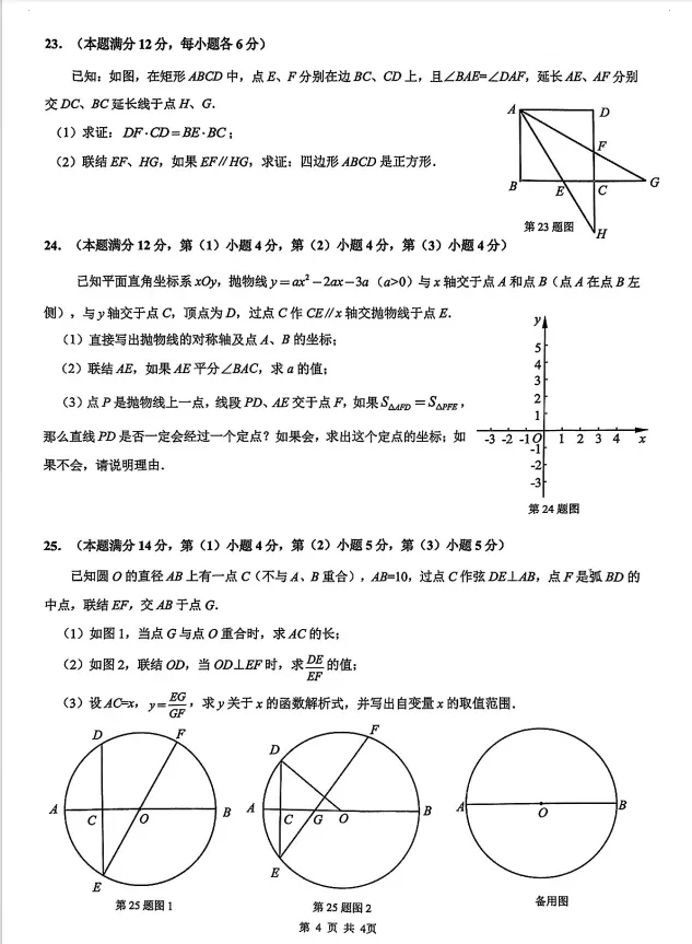 【A210】2025届上海16区中考二模试卷&答案 第17张