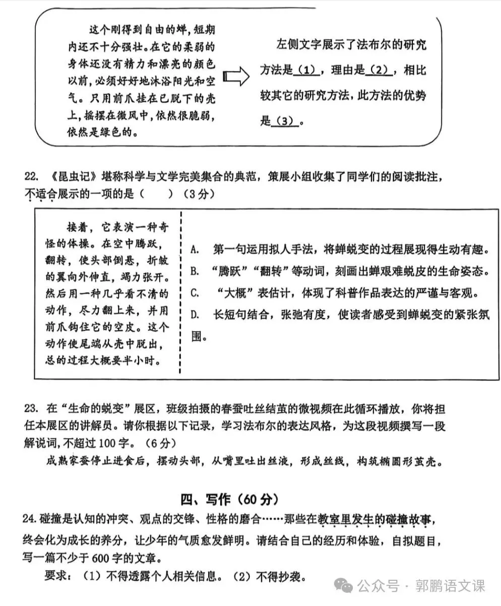 【冲刺26中考】2026中考一模语文试题(含答案) 第8张
