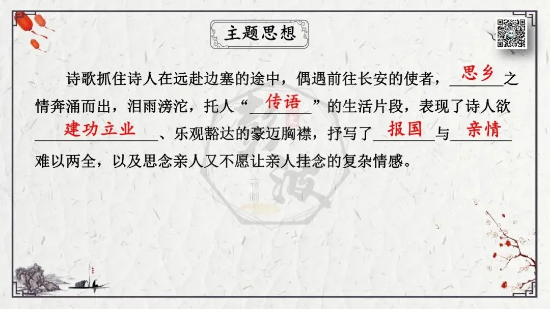 【中考专项复习课件】诗词曲85篇-16《逢入京使》 第13张