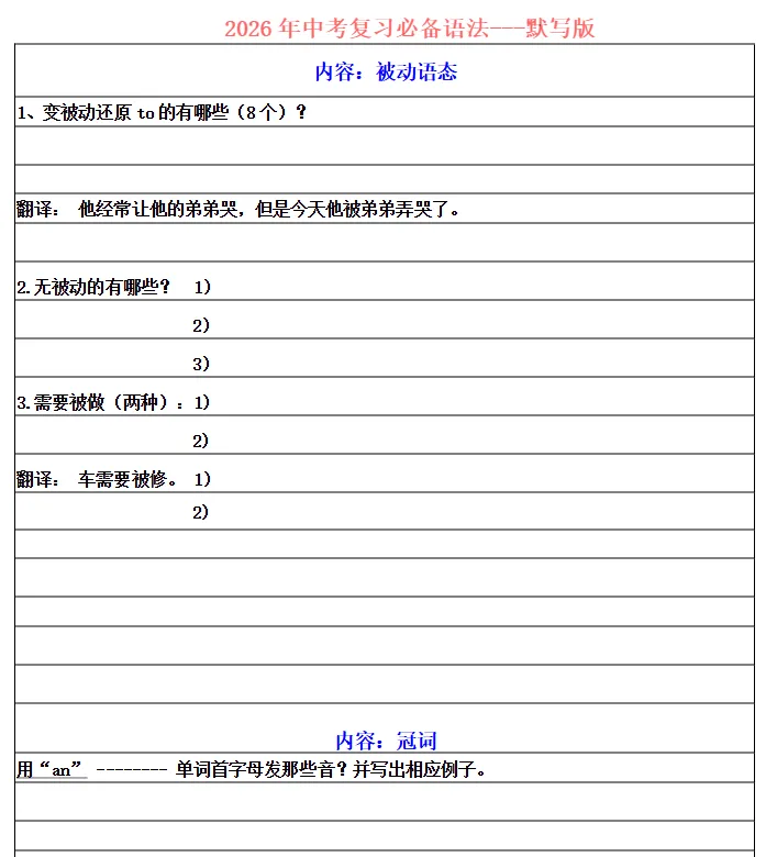 中考必备语法及默写版 第52张