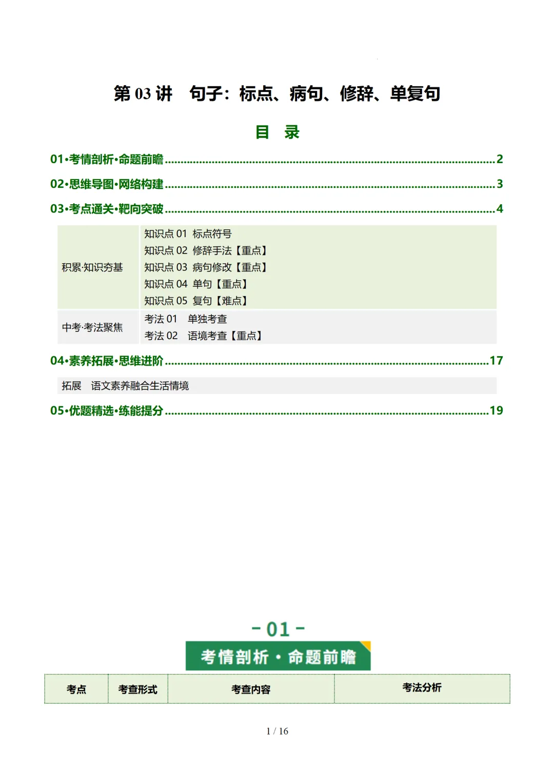 2026年中考复习第03讲《句子:病句、修辞、单复句》讲练测 第63张