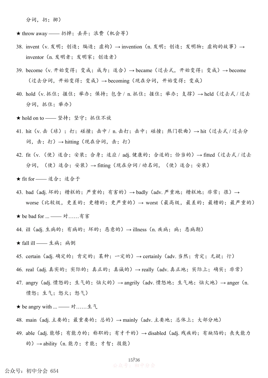 2026年中考英语必备词性转换背诵清单(可打印) 第15张 2026年中考英语必备词性转换背诵清单(可打印) 第15张