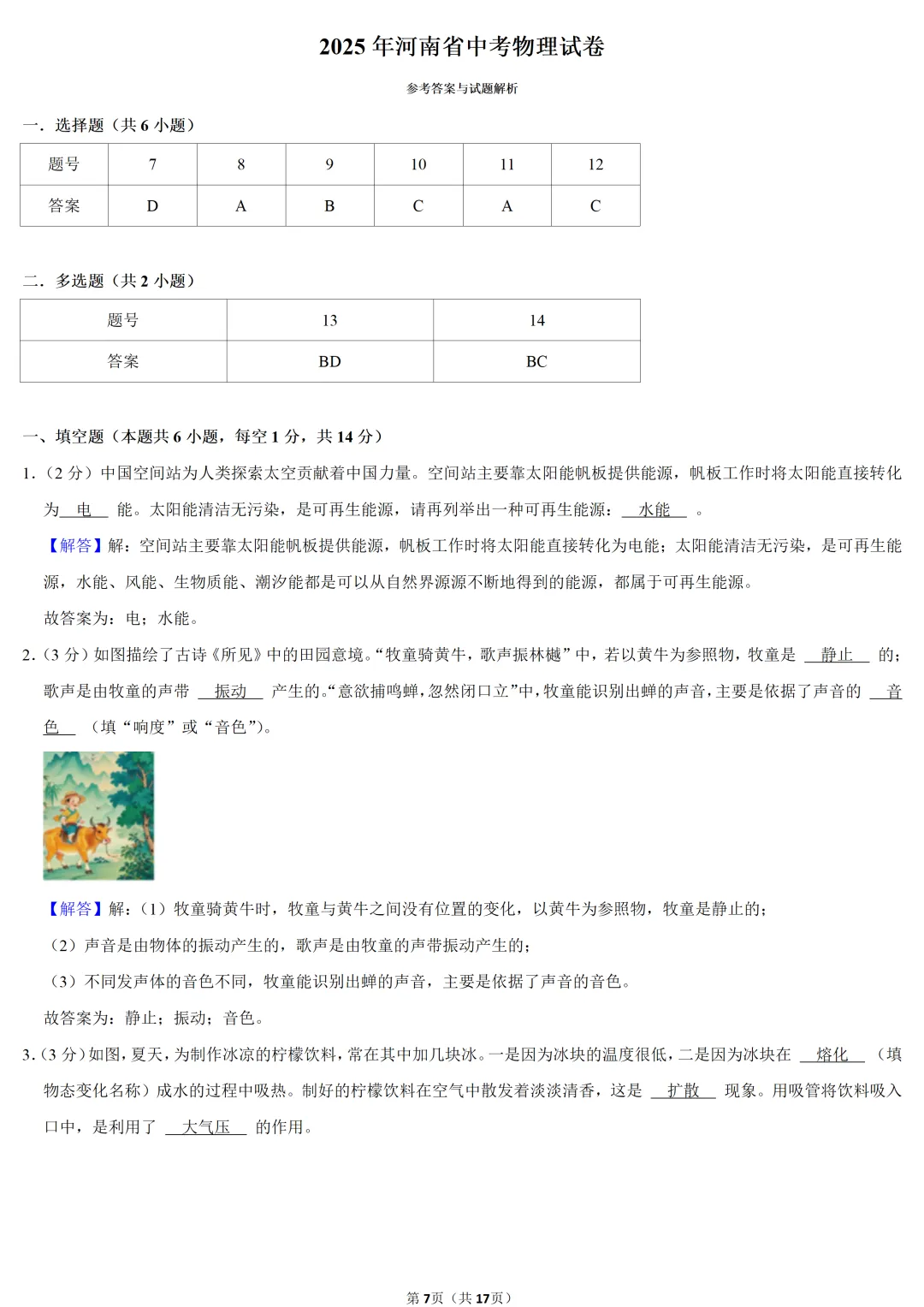 2025年河南省中考物理试卷 第7张