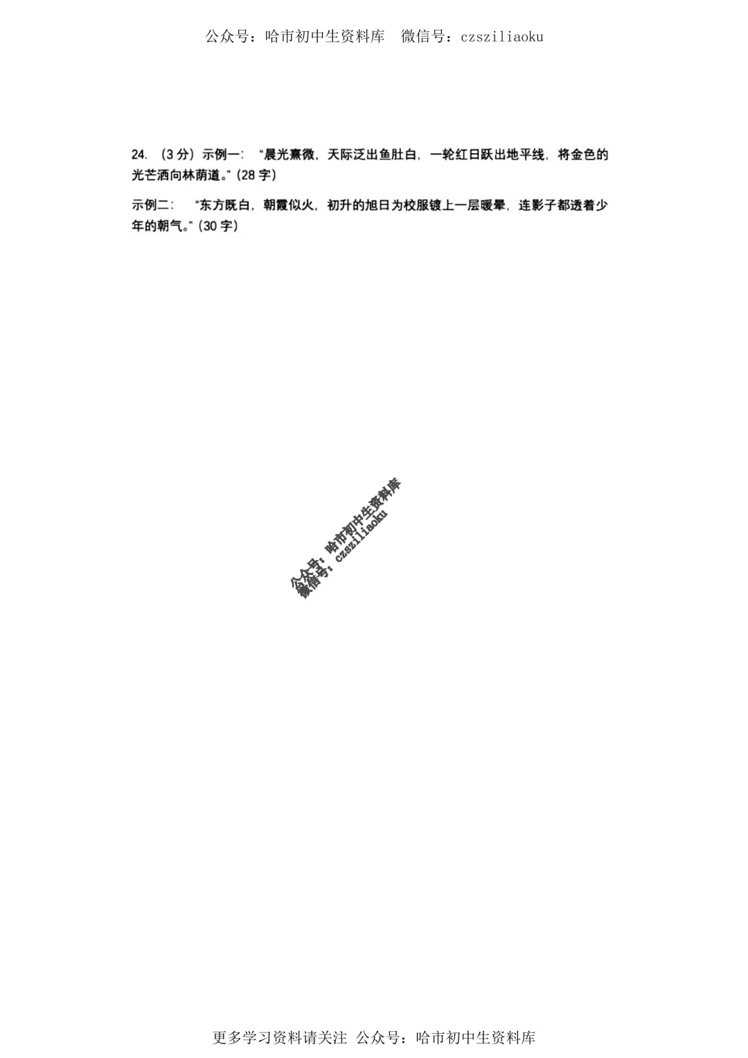 九年级语文·2025年中考道里区二模试卷+答案 第13张