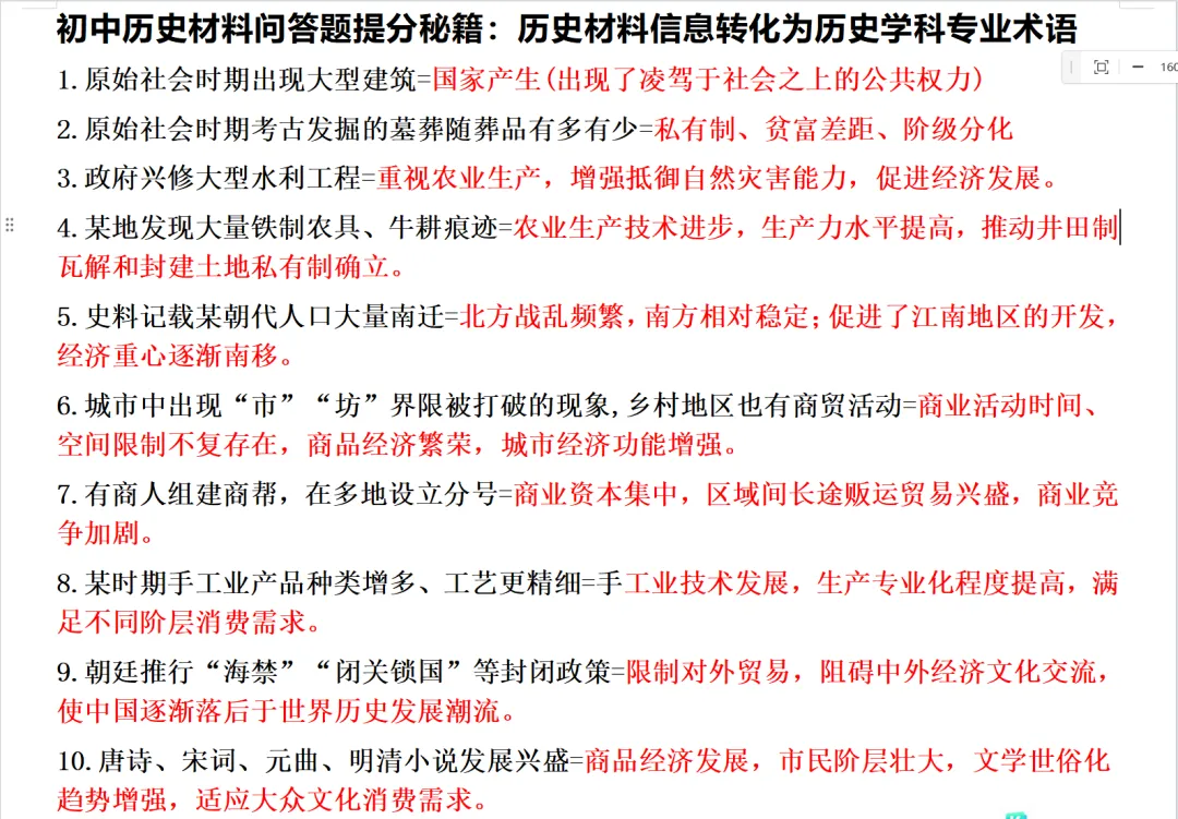 九年级中考历史提分:历史材料提分秘籍之将历史材料信息转化为专业术语 第1张