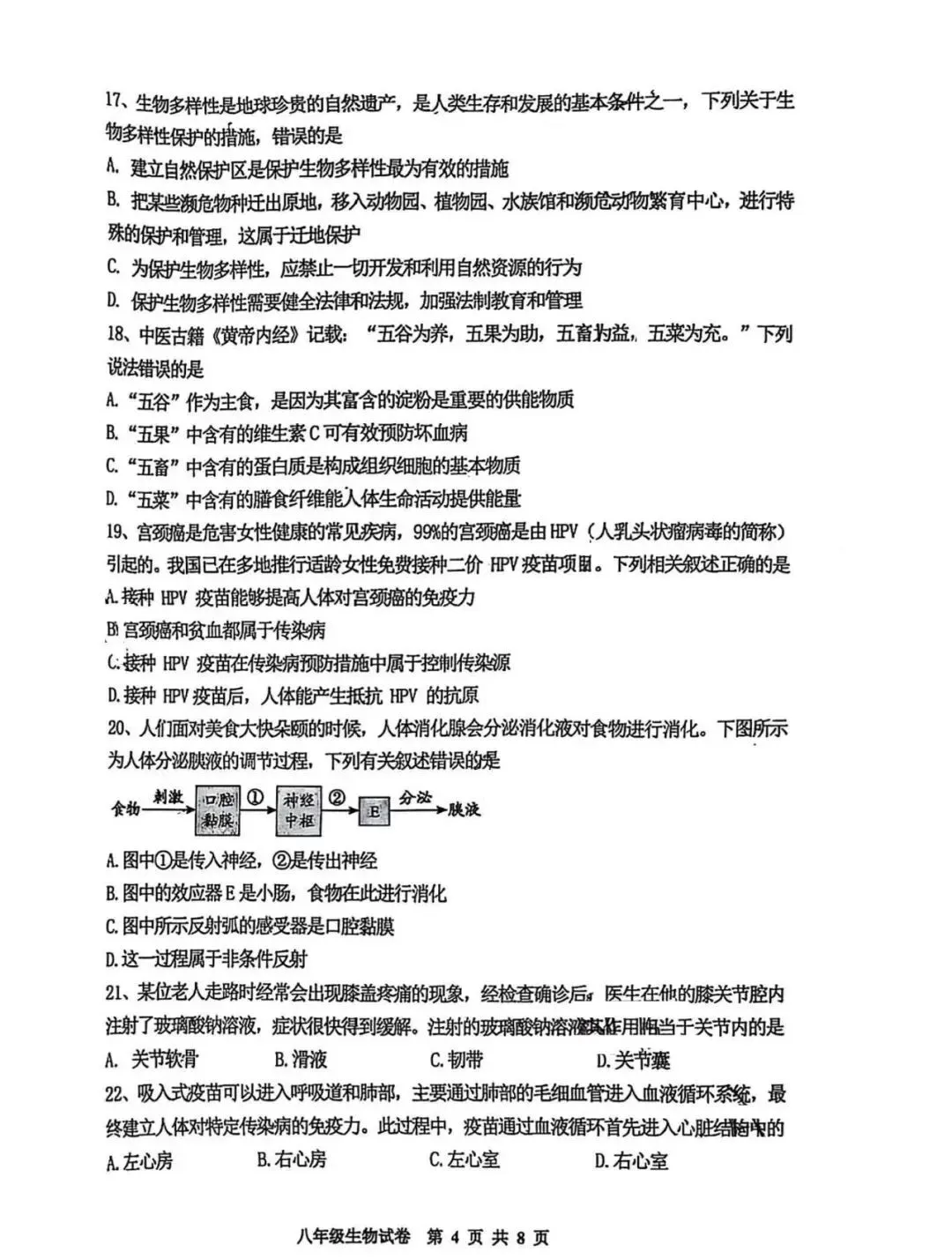 2026年中考生物模拟卷 第5张