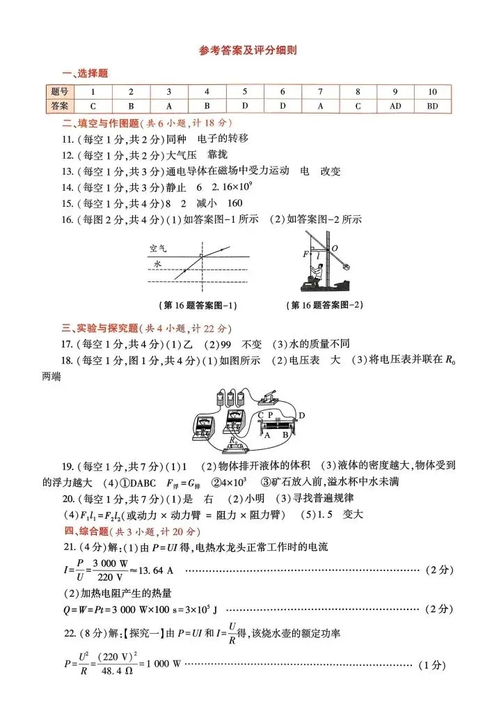 2026年陕西省中考物理试题及参考答案(二) 第10张