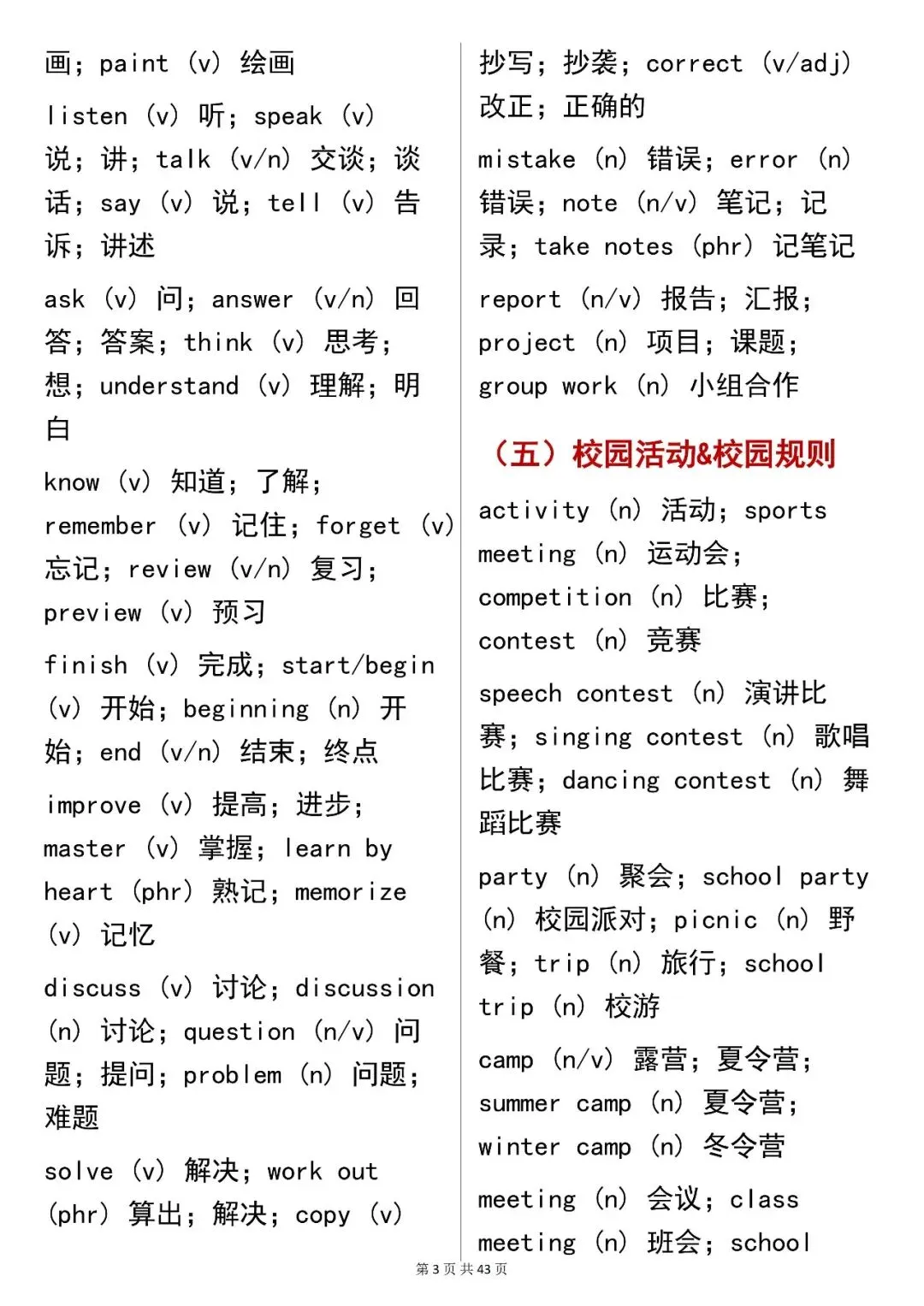 中考必背【英语 2000 核心词汇(场景分类版)】,可打印 快收藏 第3张