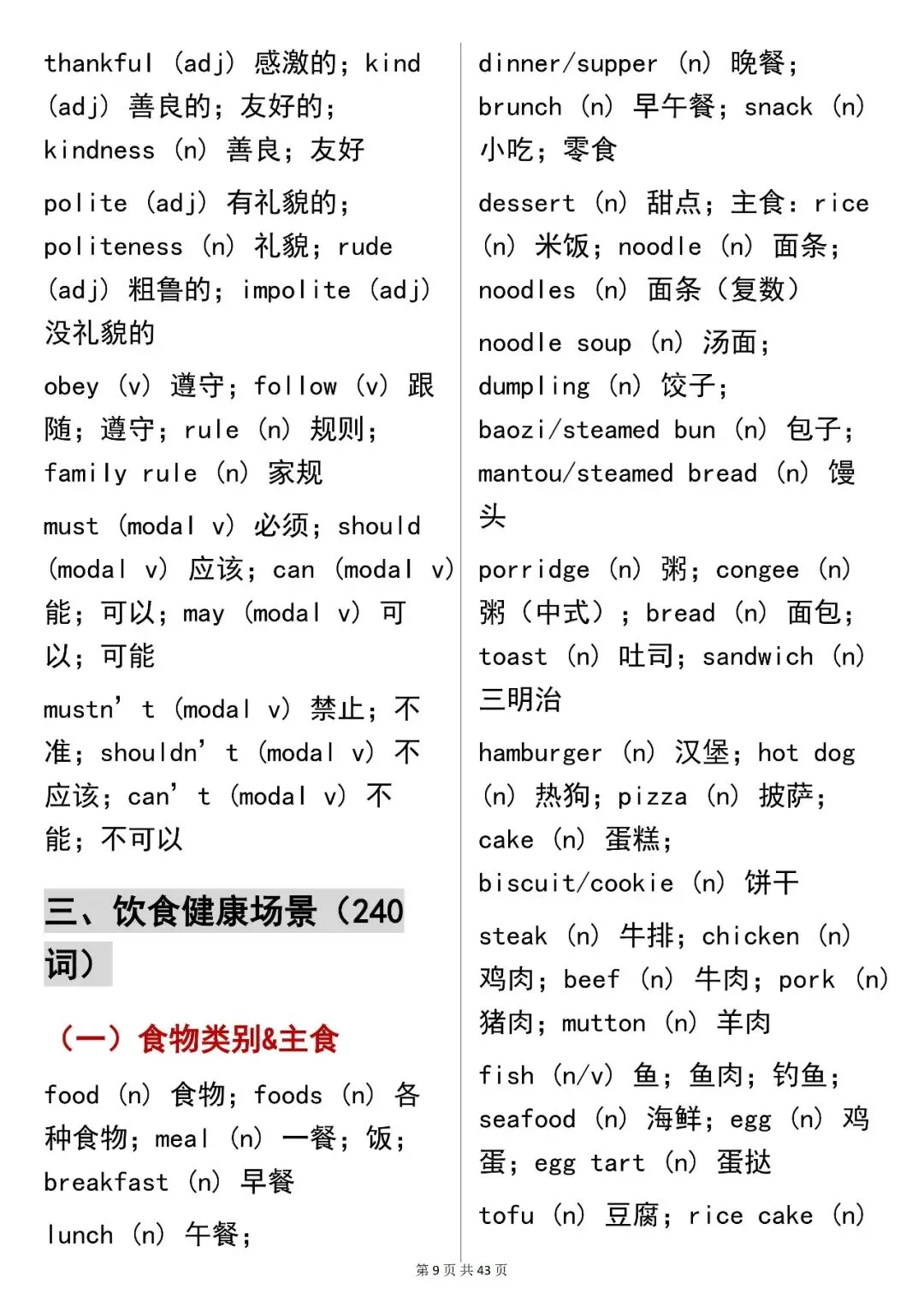 中考必背【英语 2000 核心词汇(场景分类版)】,可打印 快收藏 第9张