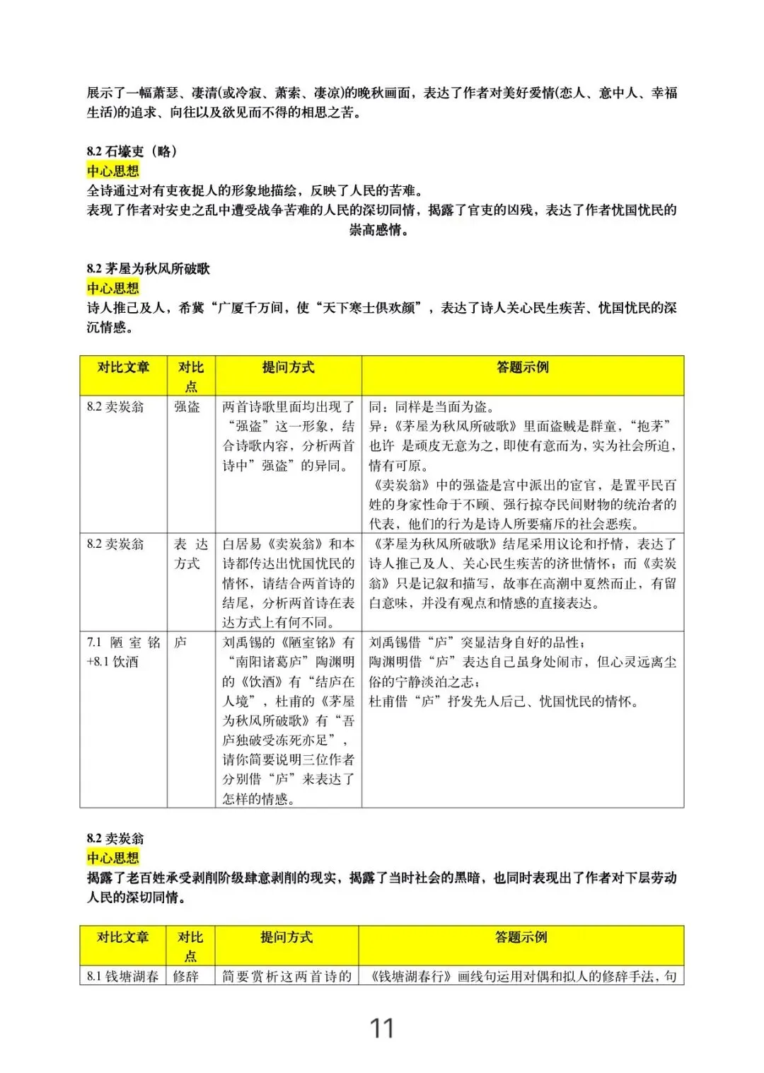 2026中考一轮复习:古诗词对比阅读考点汇总 第12张