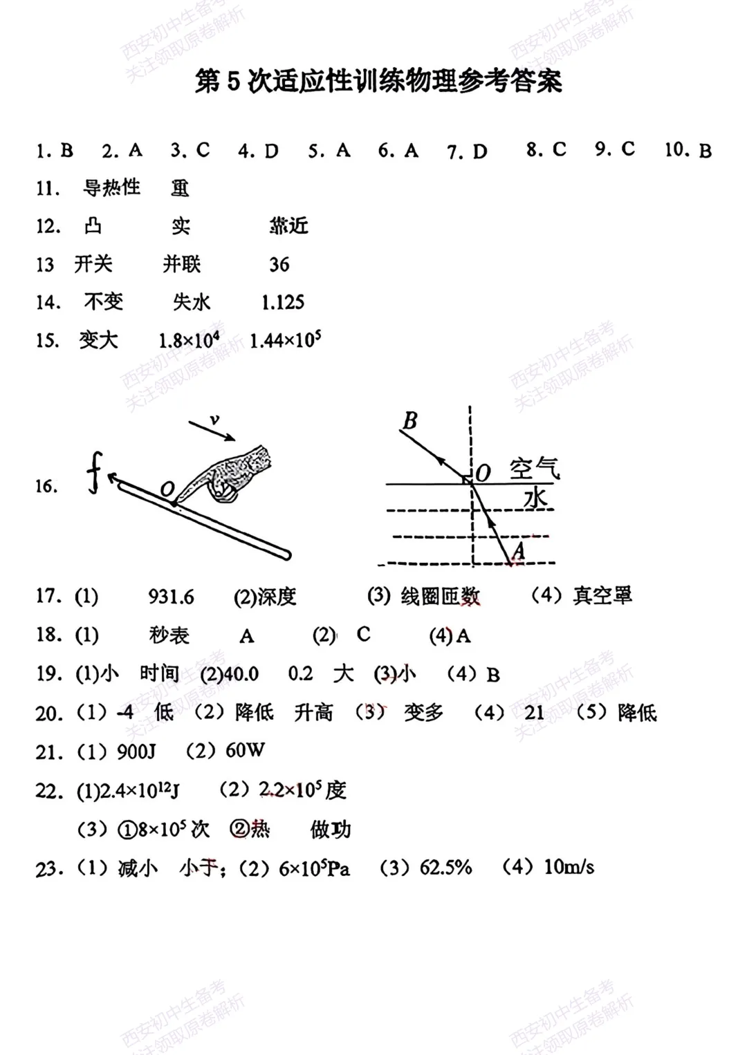 中考复习,五大名校真题!西安模拟:【2025西工大附中】九年级五模考试,物理试题,试卷+完整版答案,免费下载! 第16张