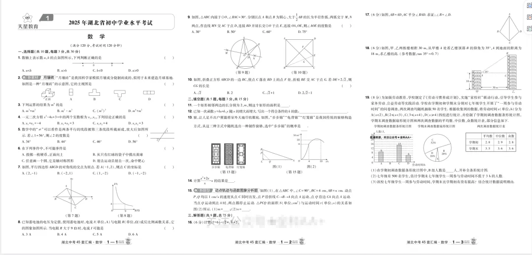 2026版数学《中考数学45套》河北、河南、安徽、山西、辽宁、湖北、武汉 第9张