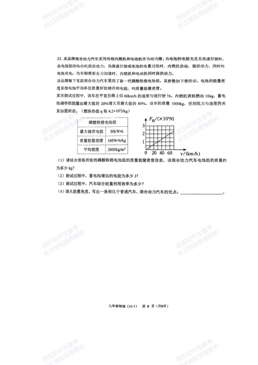 中考复习,五大名校真题!西安模拟:【2025西工大附中】九年级七模考试,物理试题,试卷+完整版答案,免费下载! 第14张